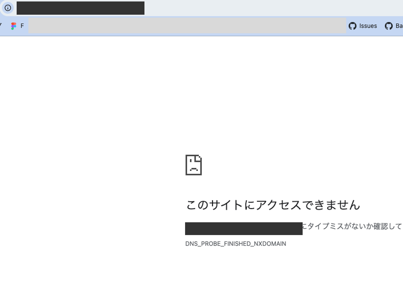 間違ったプレビューURLで表示されたNXDOMAINエラー